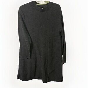 J Jill Womens Sweater Dress Petite XL Mock Neck Charcoal Gray Heather Minimalist